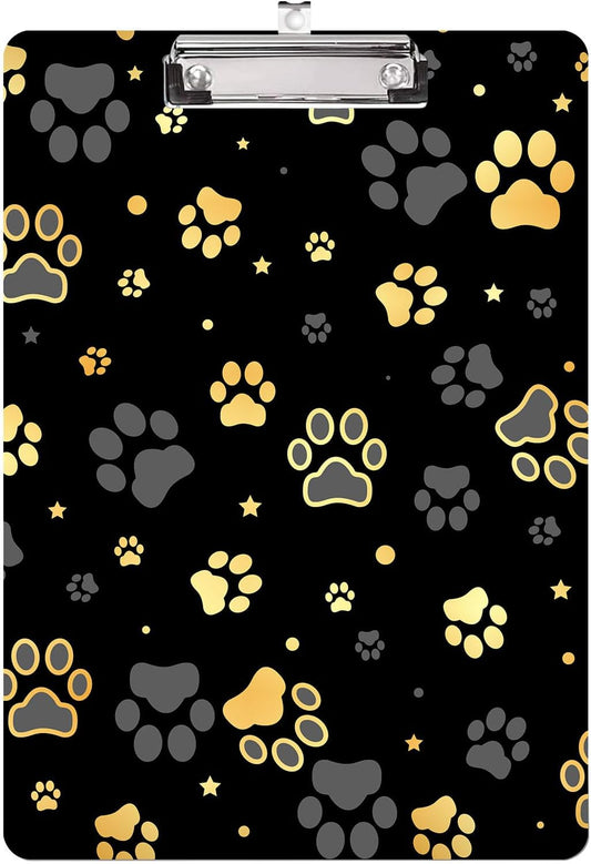 Dog Paw Clipboard,Decorative Acrylic Clipboard with Low Profile Metal Clip for Office,School,Teachers,Students Standard Letter Size 9x12.5