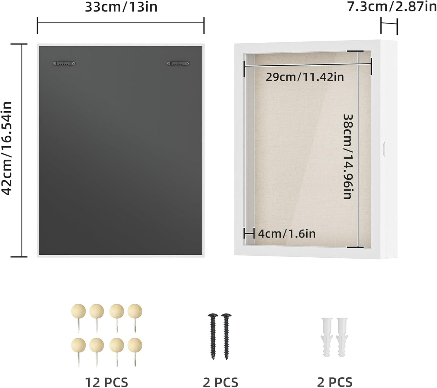 Love-KANKEI Shadow Box Frame 13x16.5 inch, Large Shadow Box Display Case with Linen Back Memorabilia Awards Medals Photos Memory Box Gift White