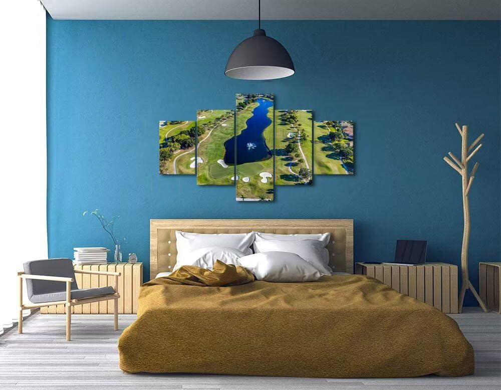WESTON FL USA Golf Course Canvas Wall Art for Office Golf Course Wall Decor for Living Room Bedroom Bathroom Home Decorations Golf Course Pictures Framed Artwork Ready to Hang(60''W x 40''H)