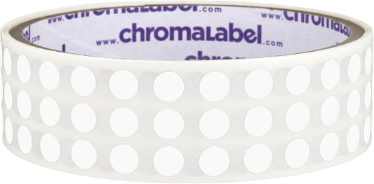ChromaLabel 1/4 Inch Round Colored Stickers, Permanent Sticky Dots Color Coding Labels, Ideal Dot Stickers for Arts and Crafts - 1000 Colored Sticker Dots per Roll, White Sticker Labels