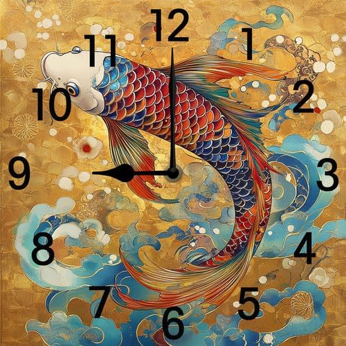 Baseball Square Clock Silent No Tick Battery Powered Home Decor Wooden Wall Clock for Living Room Kitchen Bathroom Farmhouse 10inch