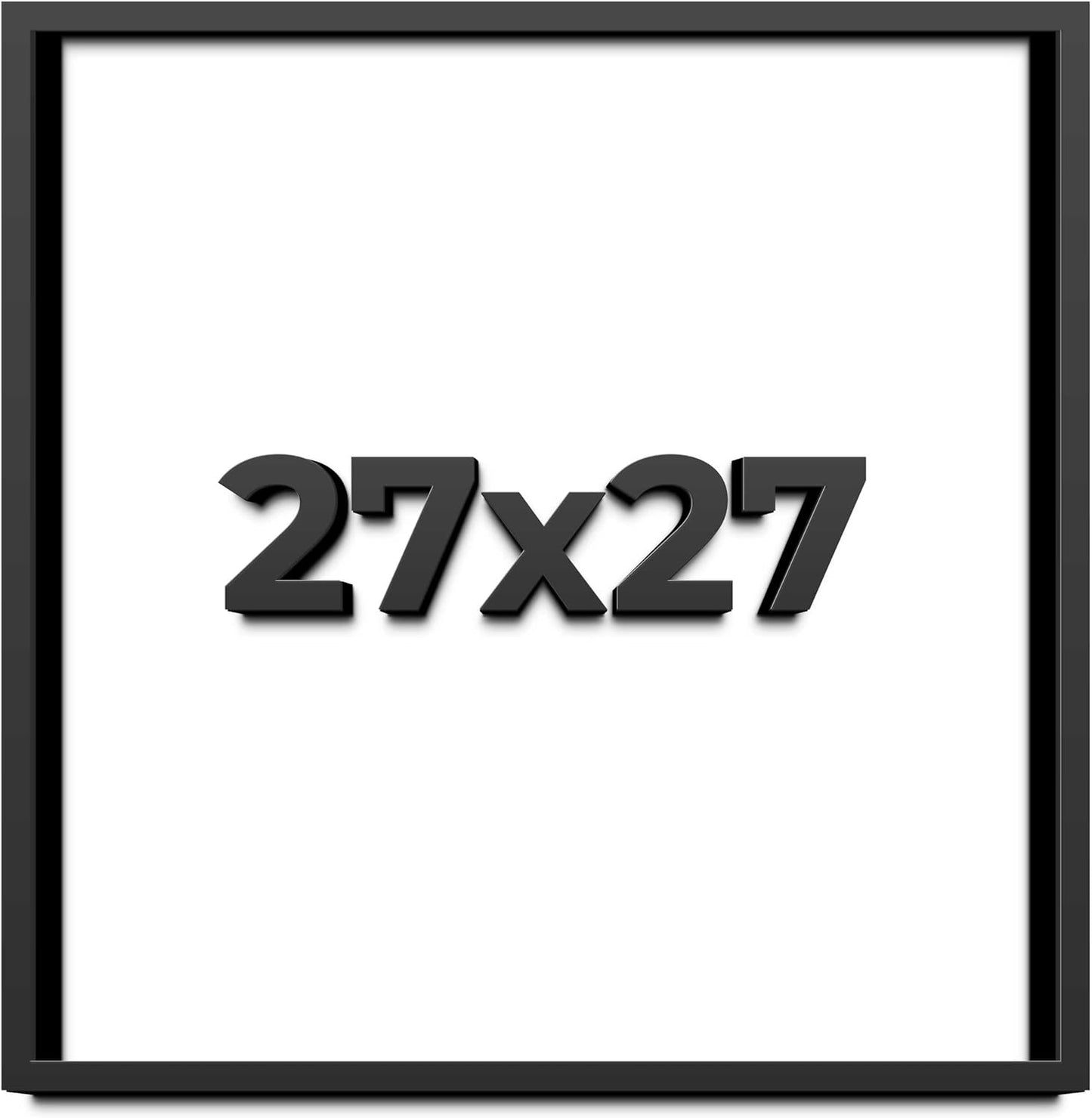 27x27 Shadow Box Black Solid Wood Display Frame with White Acid-Free Backing UV Acrylic & Hanging Hardware - with 3/4" Usable Depth
