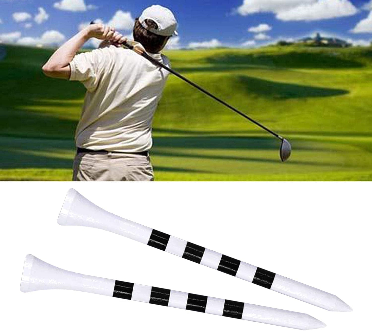 Wooden Golf Tees 3-1/4", 2-3/4", 2-1/8", 1-1/2" Available, 100 Count (Natural Color, White, Black, Blue, Red, Green, Yellow, Pink, Orange)