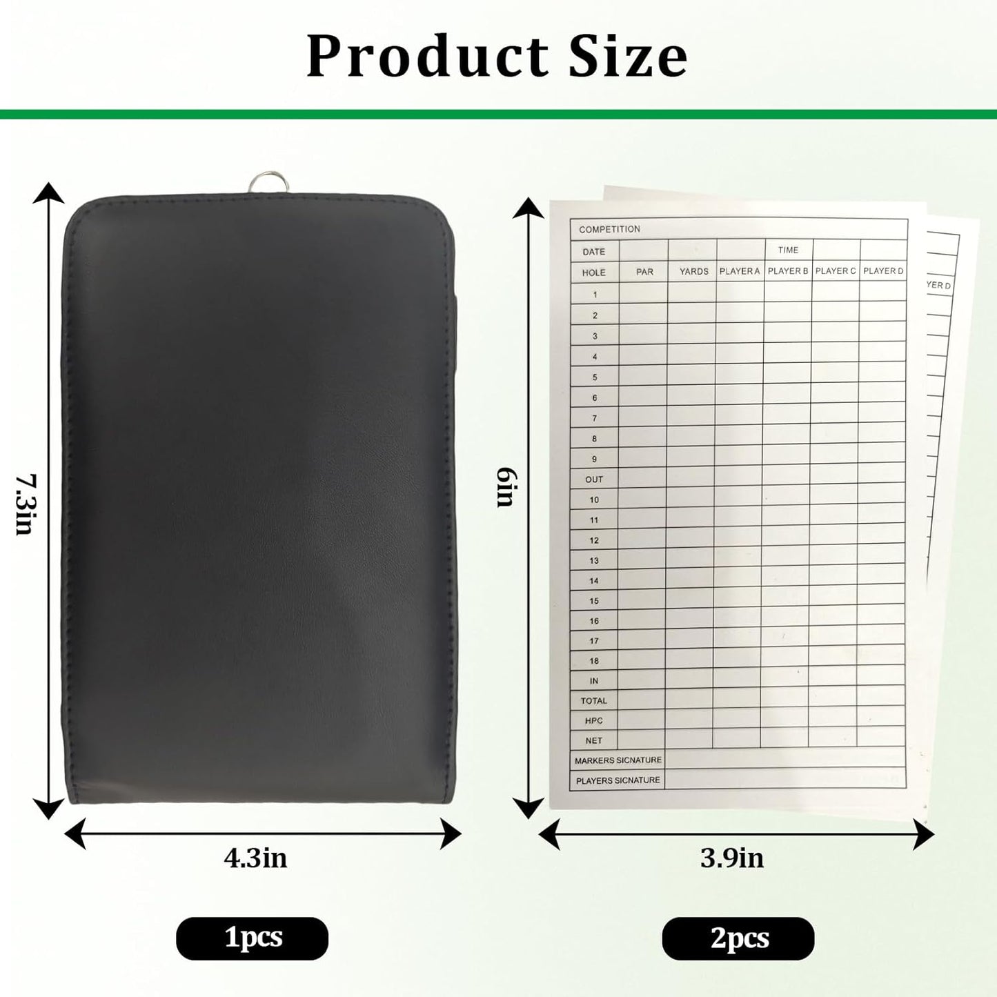 Leather Golf Scorecard Holder,Score Card Holder Golf,Yardage Book Cover,Golf Scorecard Book (Black)