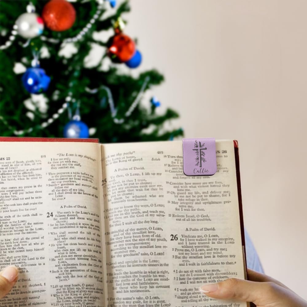 CALLIE Personalized Magnetic Bookmark Clip – Custom Name Reading Gifts for Book Lovers, Birthday Teacher's Day Christmas for Bookworm Gifts (Cross Flower)