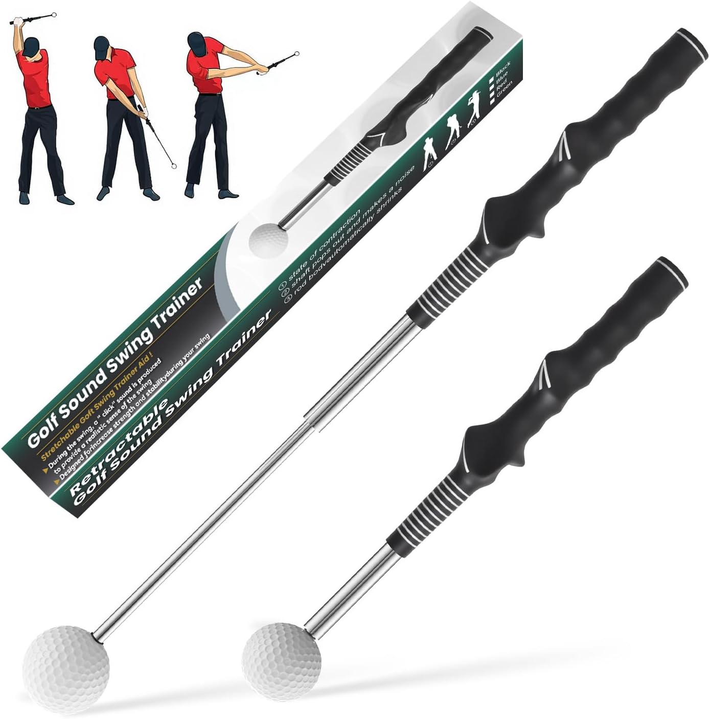 Retractable Golf Swing Training,Golf Training Aid,Golf Grip Trainer,Golf Accessories for Men,Right-Handed Strength & Tempo Training for Chipping Hitting