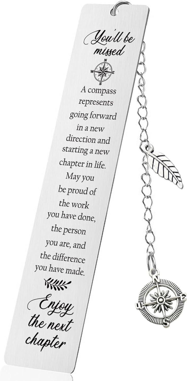 Coworker Leaving Gifts Bookmark for Women - Metal Farewell Book Marks with You’ll Be Missed Compass Quote, New Chapter Gift for Colleagues Teacher Boss Retirement and Promotion