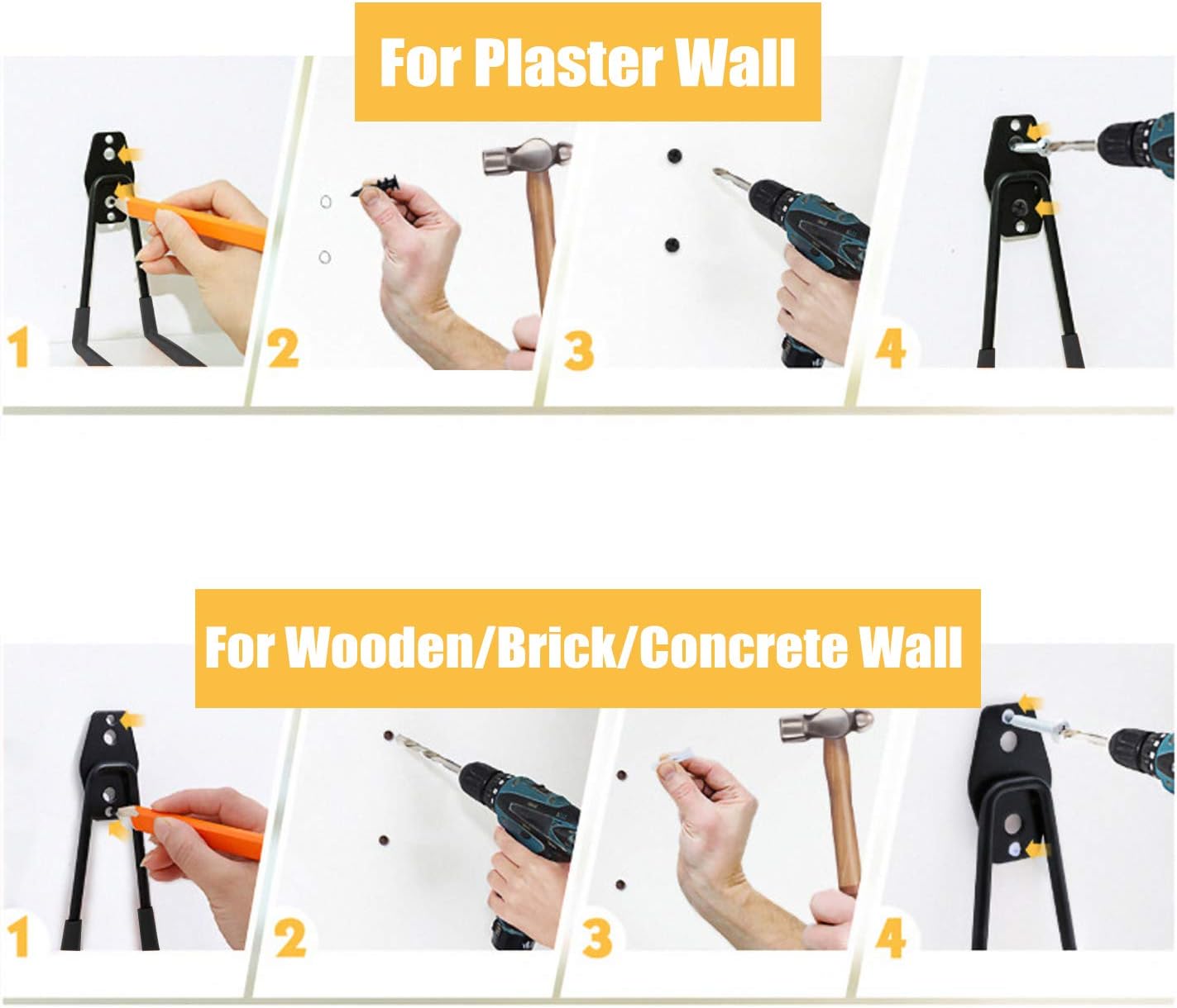 Steel Garage Storage Utility Double Hooks, Heavy Duty Hangers Wall Mount Holder J Hook Garage Organizer for Power Tools, Bikes, Ladders, Ropes, Hoses, Bulk Items Storage