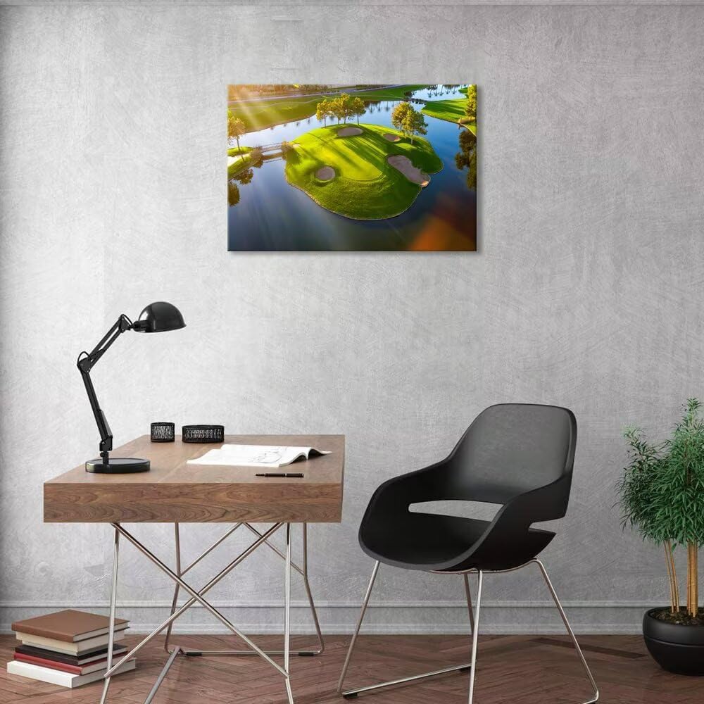 chenchenArt Arizona Golg Hole Wall Art Picture Golf Course Wall Decor for Bedroom Living Room Bathroom Home Decorations Golf Poster Canvas Prints Modern Artwork Framed Ready to Hang(12''H x 16''W)