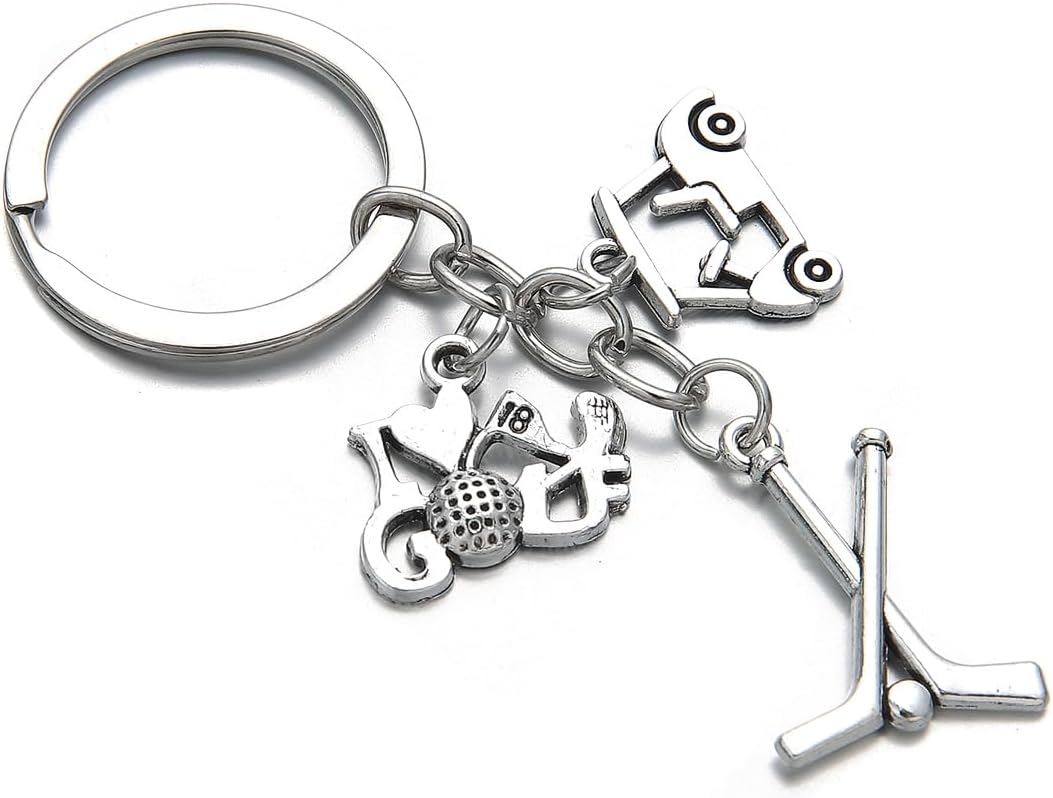 PHAETON 20PCS Golf Keychain Golf Club Keychains Ring Sports Keyring for Player Fans Coach Golf Team Gifts Golf Cart Charm Keychain Golf Player Gifts for Golf Lover Golf Club Golf Coach Gift