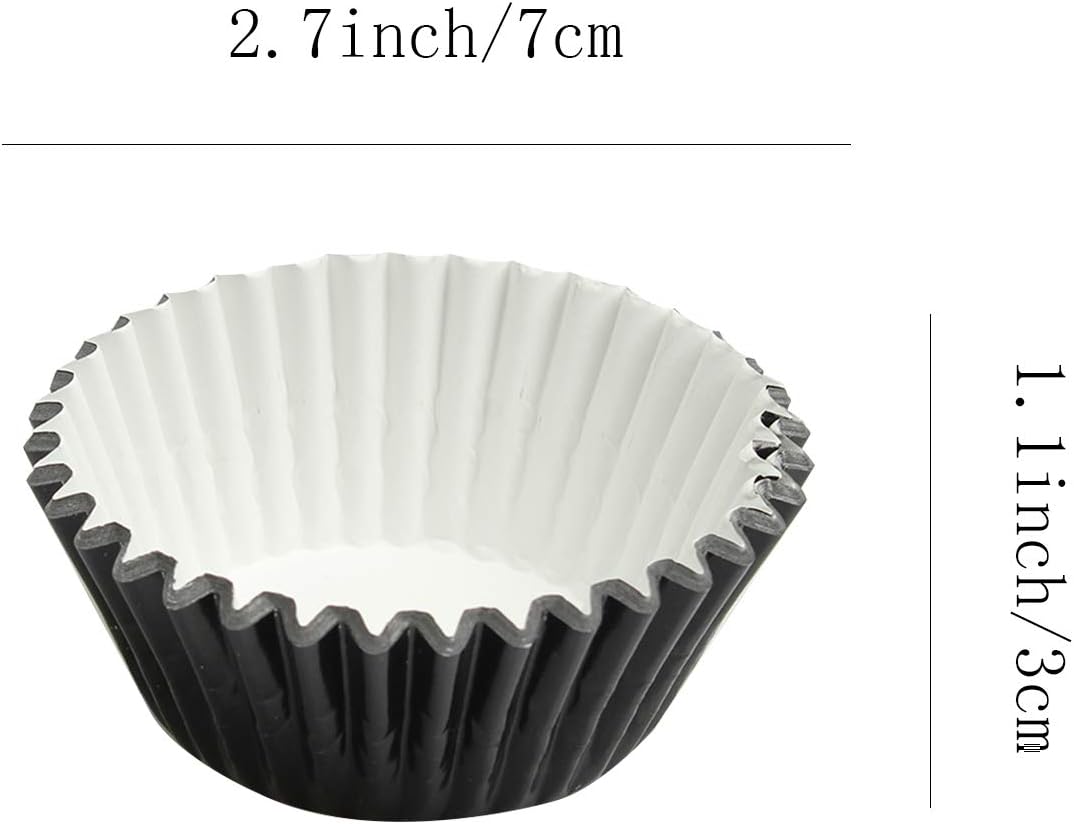 Black-Foil Cupcake Case Liners 100 Pcs Metallic Paper Baking Cups for Birthday Parties, Weddings or Baby showers …