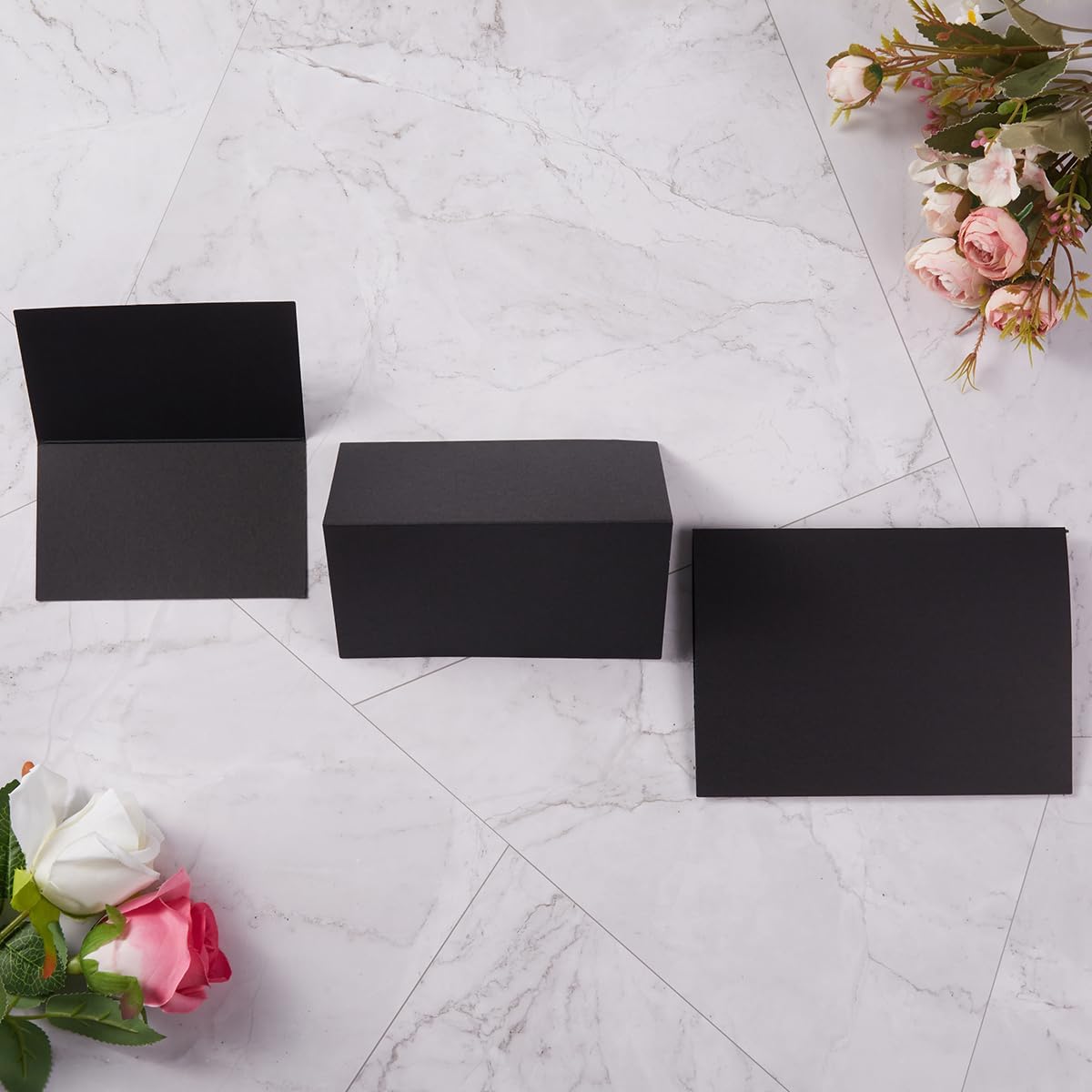 50 Pack Blank Cards Folded Cardstock Thank You Blank Greeting Cards for Invitations, Wedding, Greeting Cards, All Occasion DIY (Black, 5x7)