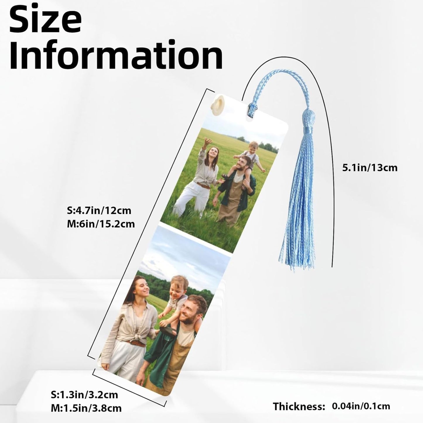 Custom Metal Bookmark, Personalized Double-Sided Bookmark with Text & Photo, Customizd Book Mark with Tassel for Book Lovers Women Men Birthday Christmas Anniversary Present