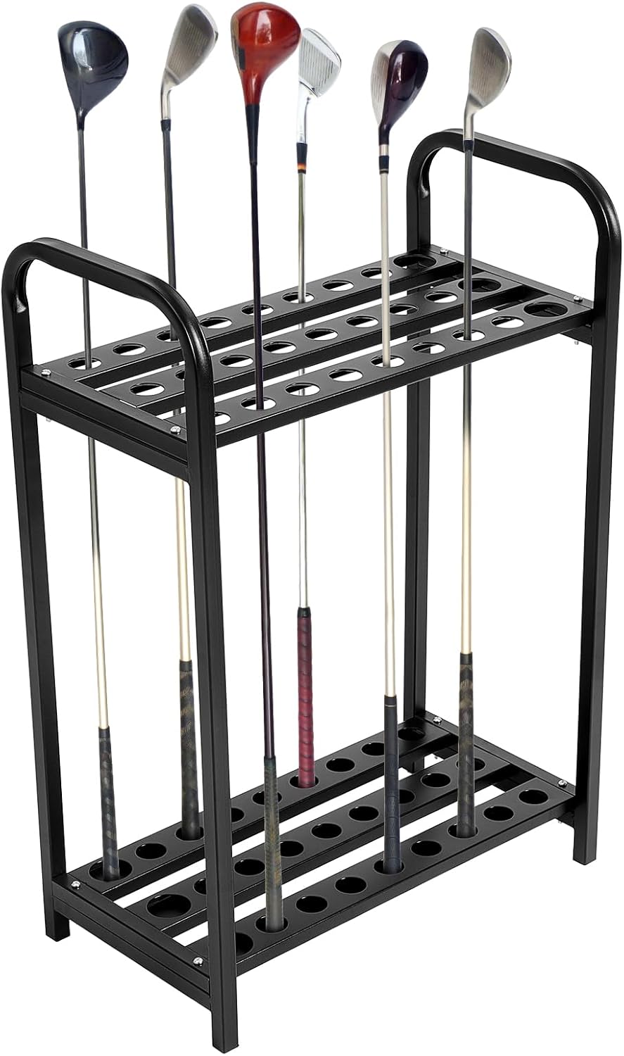 Hicarer Golf Club Holder Metal Golf Club Organizer Stand Rack Putter Stand Display for Indoor and Outdoor Use Home, Black