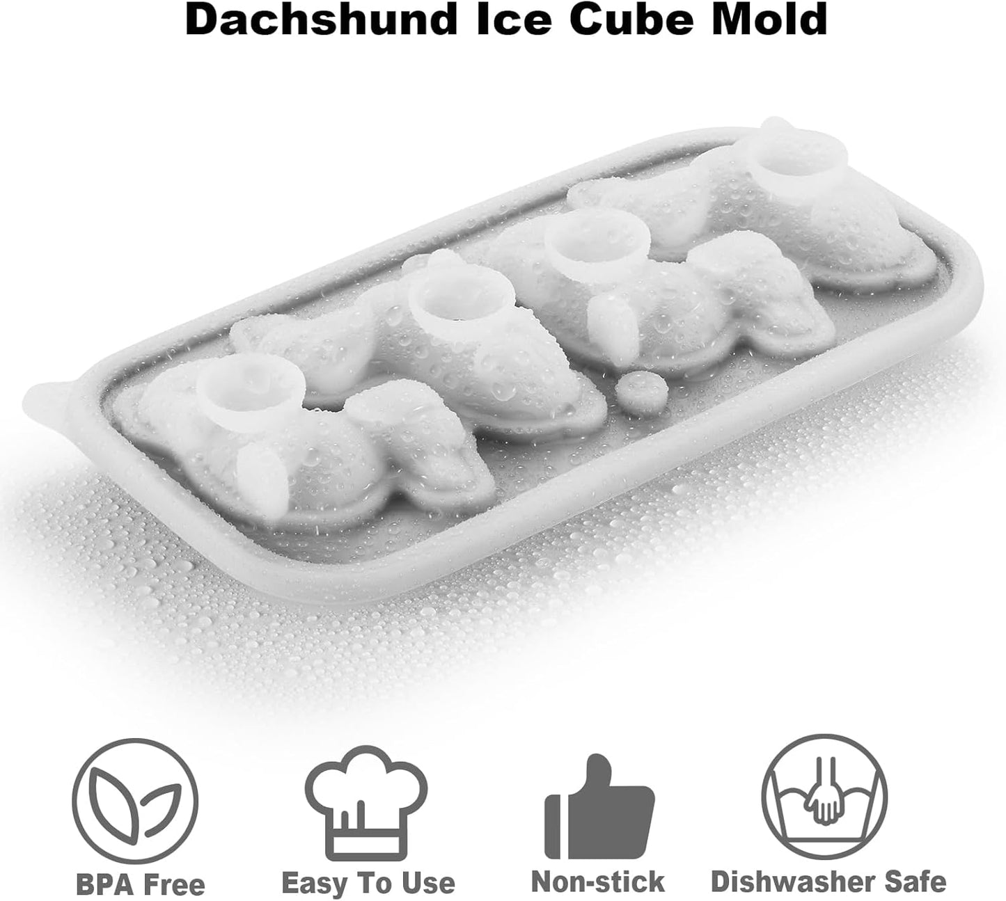 Nax Caki 3D Dachshund Dog Ice Cube Mold Fun Shapes, Dachshund Gifts for Women, Cute Large Craft Ice Mold, Big Dog Ice Cube Trays for Whiskey Cocktails Bourbon