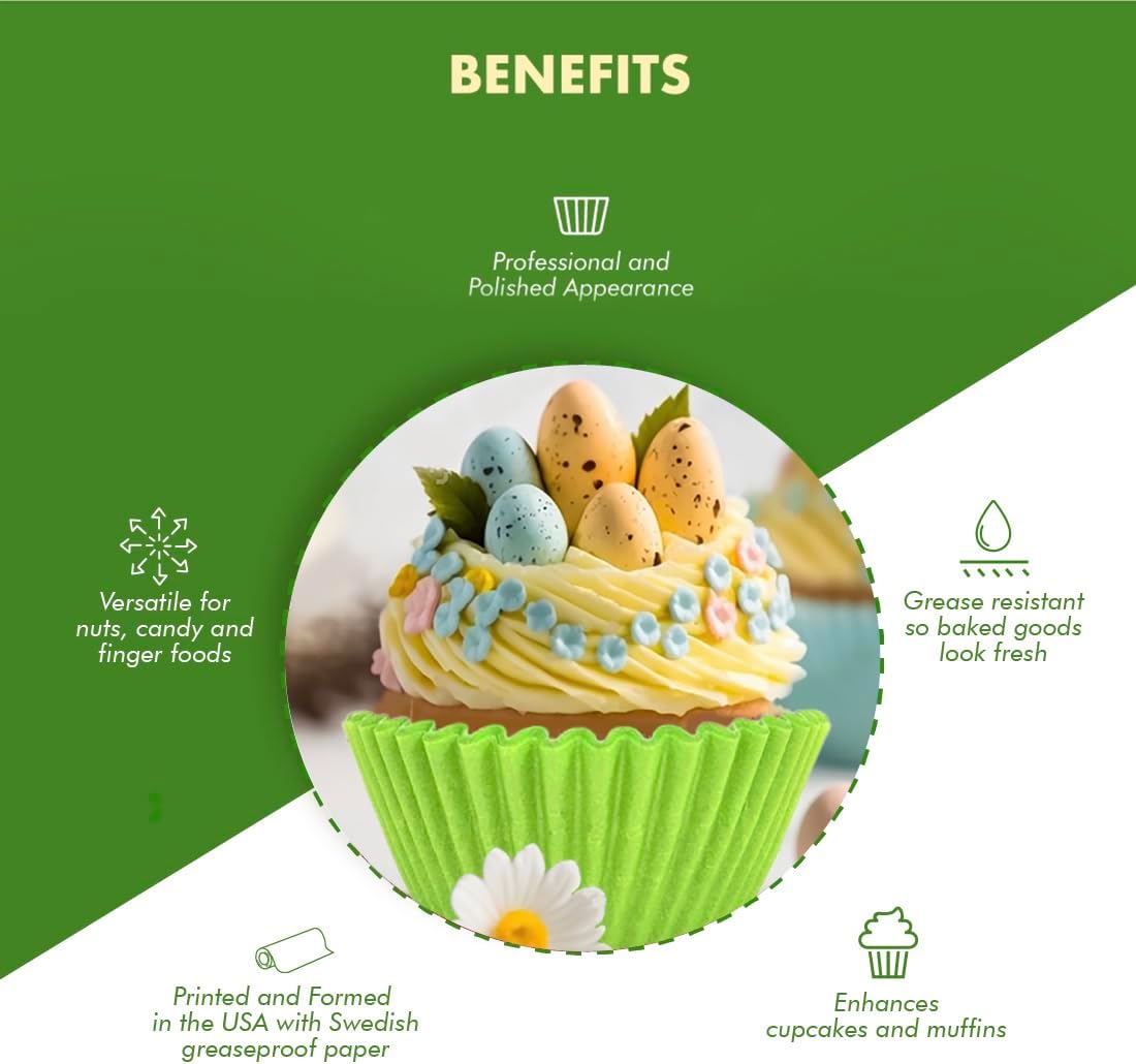 Regency Wraps Greaseproof Professional Grade Baking Cups, Pack of 40, Standard Liners, Lime Solid, for Cupcakes, Muffins, Candy, Non Stick