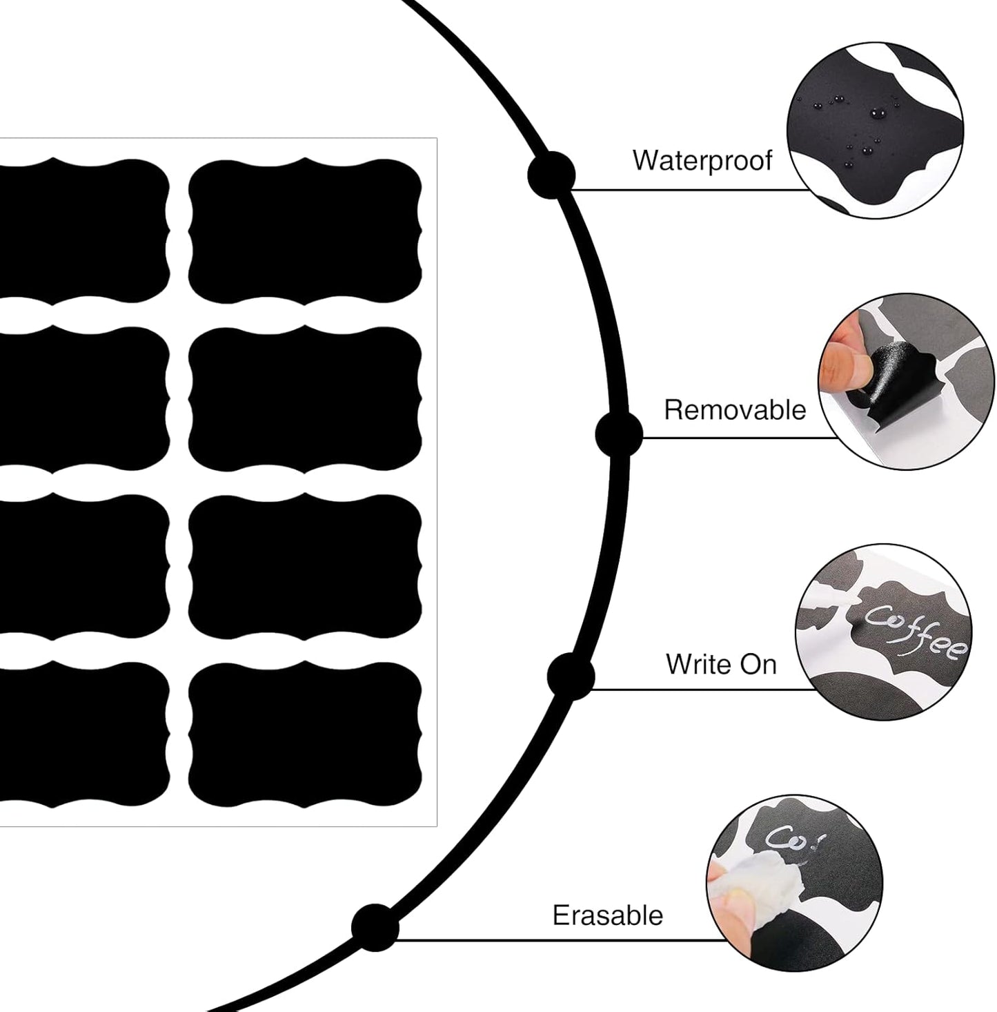 120 Pcs Chalkboard Labels for Storage Bins, Chalk Labels for Containers, Waterproof Mason Jar Labels, Reusable Chalk Labels for Mason Jar, Parties Decoration, Weddings, 2 Liquid Markers