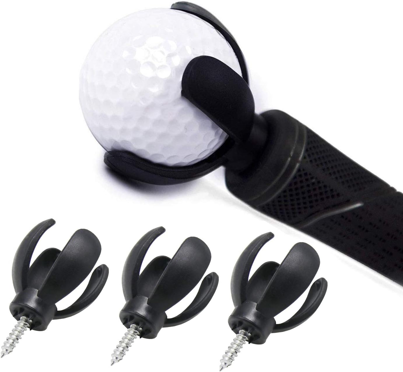 HISTAR 5Pcs Golf Ball Pick Up Retriever Putter Grip Finger Rubber Picker Tool Black