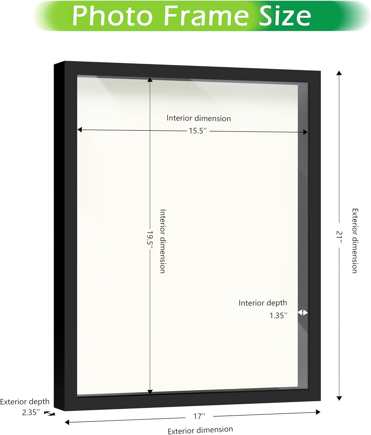 FrameWorks 16" x 20" Original Black Wooden Shadow Box Frame – Soft Felt Back, Tempered Glass, and Included Elegant White Ball Push Pins