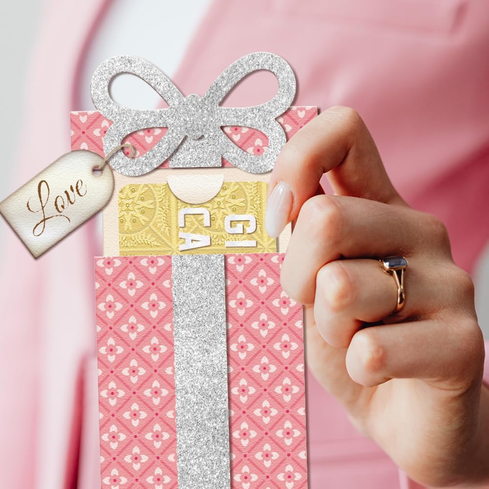 GLOBLELAND Gift Box Gift Card Holder Cutting Dies for Card Making Bow Gift Box Cut Die for DIY Scrapbooking Journal Embossing Paper Craft Decor