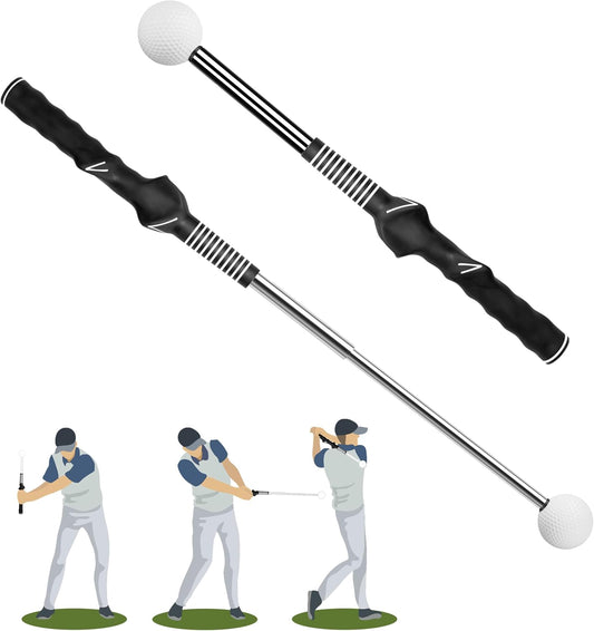 Retractable Golf Swing Training Aid:Golf Grip Trainer,Swing Trainer with Swing Sound Prompt,Feedback,for Beginners.Golf Accessories for Indoor Practice-Strength,Tempo Training.