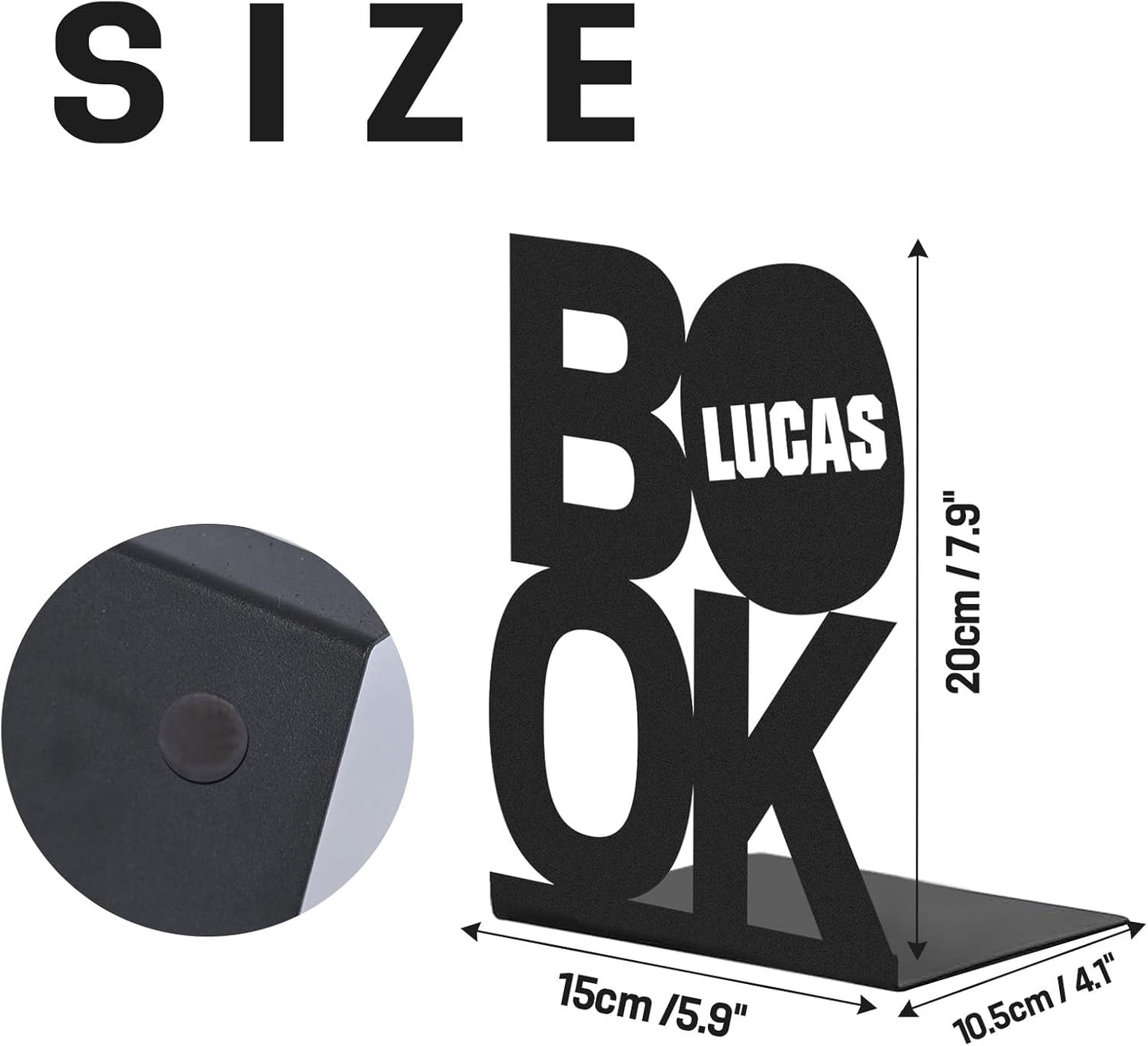 Personalized Name Metal Book Ends 2 Pcs, Unique Bookends for Shelves Room Decorative, Heavy Duty Metal Bookends, Non-Slip Book Stopper, Book Shelf Holder for Home Office Study Room, Book Lovers Gifts