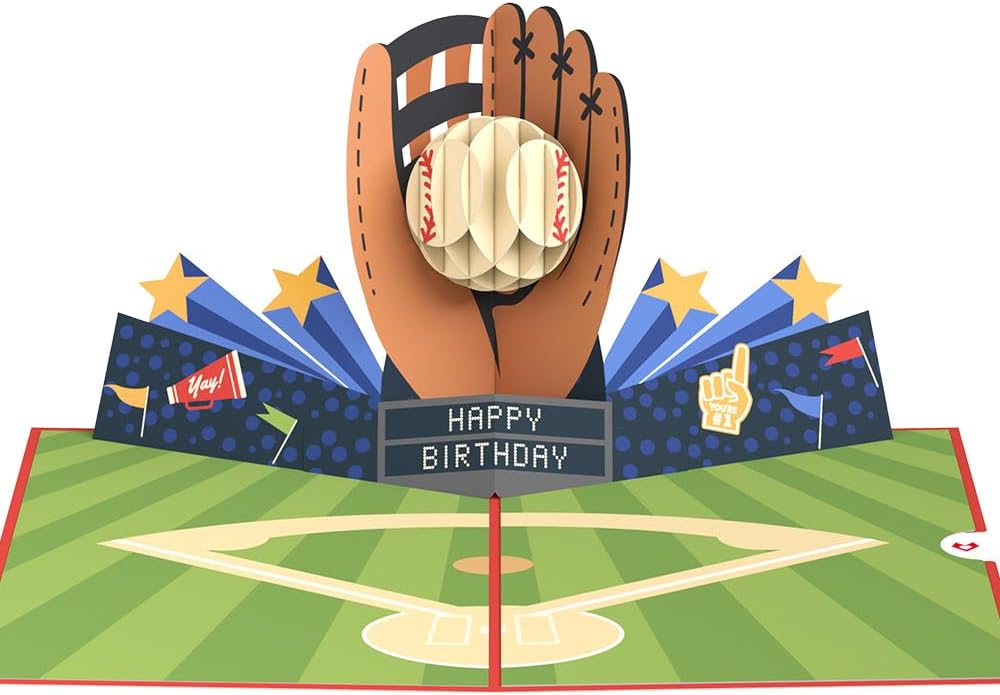 Lovepop Birthday Pop-Up Card for Him - 3D Baseball Greeting Cards for Boys, Men - Grand Slam - 5" x 7" Card - Blank Note Card & Envelope Included