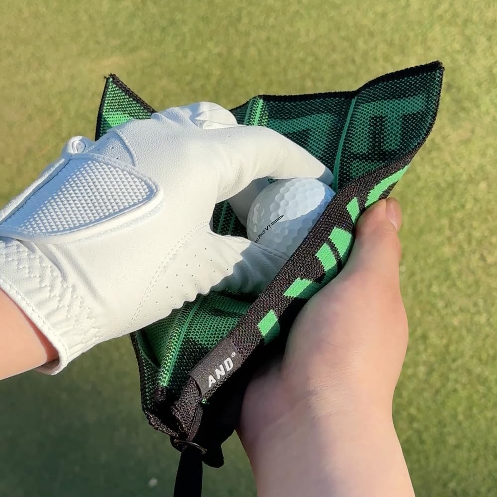 ANDGOLF Pleats Ball Towel, Use to Wash My Ball and Club, Best Choice for Golf Gifts, Embroidered Golf Towels, Clip for Bags/Pants/Skirts, Durable Elastic Band, Colorful Fashion Golf Item
