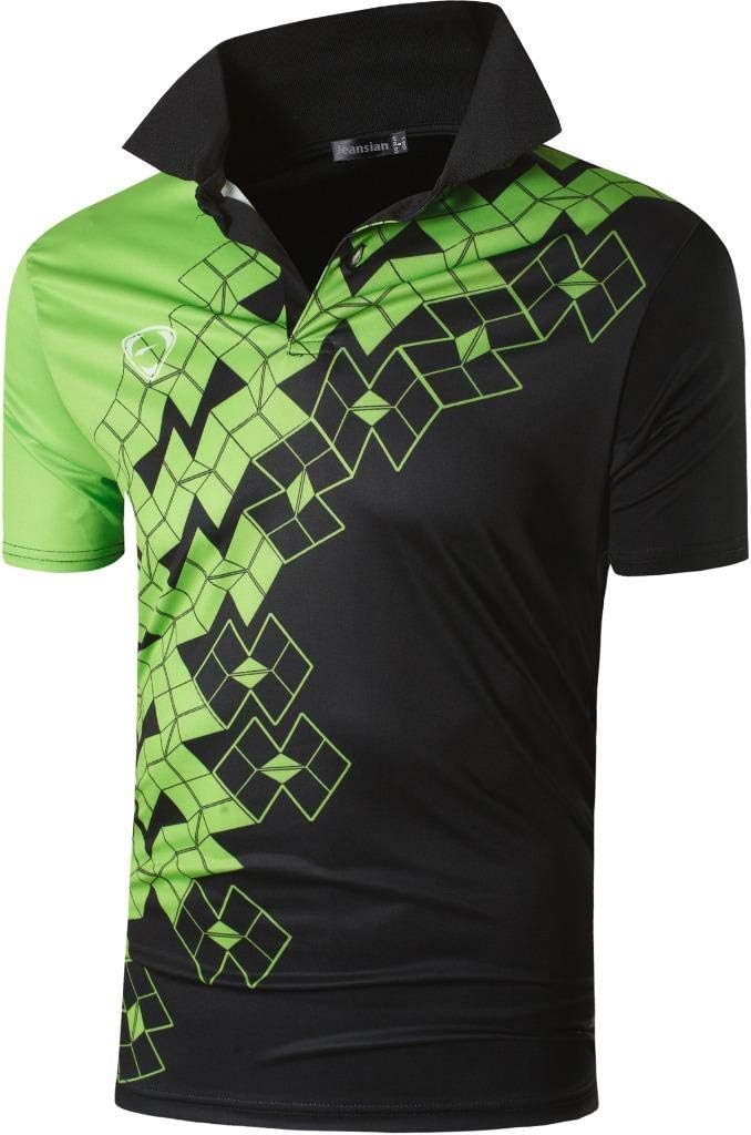jeansian Men's Sport Outdoor Quick Dry Fit Short Sleeves Polo Tee Shirt Tshirt T-Shirt Tops Golf Tennis Bowling LSL195
