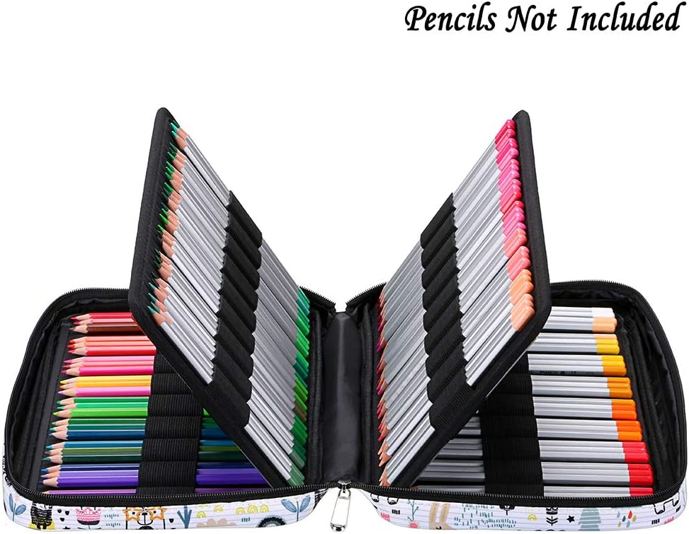 BTSKY Portable Colored Pencil Case - Colored Pencil Organizer Holds 166 Pencils or 112 Gel Pens Large Capacity Zippered Pencil Holder Gel pens