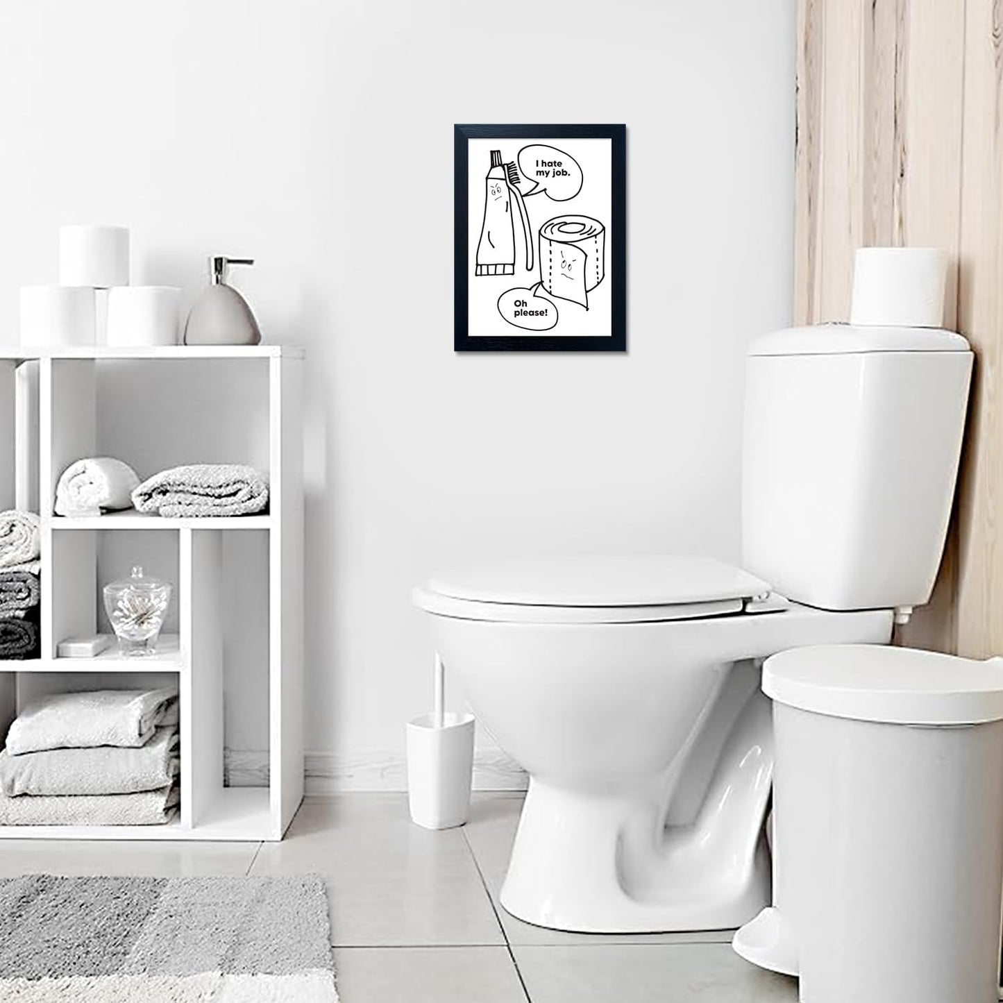 Funny Bathroom Decor Bathroom Prints Painting for Wall Black and White Cnvas Wall Art Framed Washroom Signs