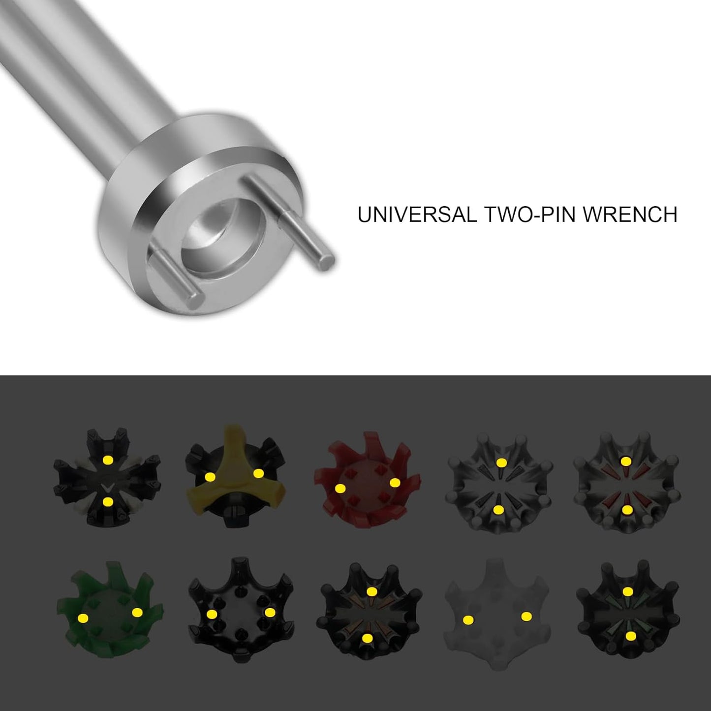 Professional Golf Spike Removal Tool - Sturdy Two Pin Universal Golf Shoe Spike Cleat Wrench