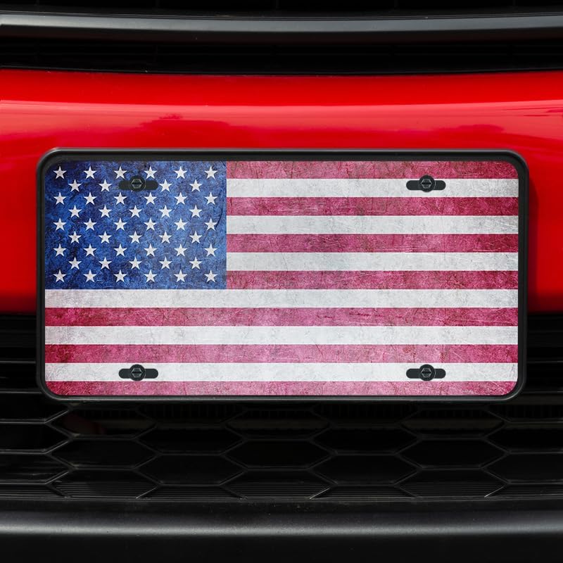 Unique Vanity License Plates | 16 Individual Designs | 3 Sizes (Automobile, Golf Cart, Motorcycle/Bike) | Made in U.S.A. | Custom Car Tags (USA Flag, Motorcycle/Bike (6" x 3"))