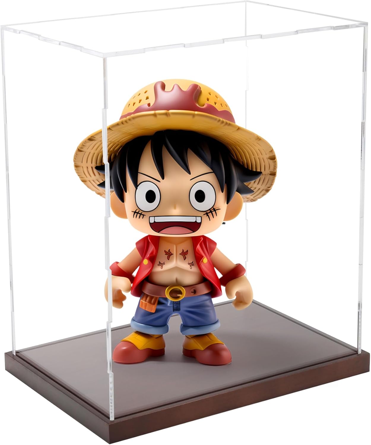 Clear Acrylic Display Box for Figure Collectibles Display Case Organizing Toys Case with Solid Built-in Wooden Base(11.8x7.9x13.8 inch; 30x20x35 cm)