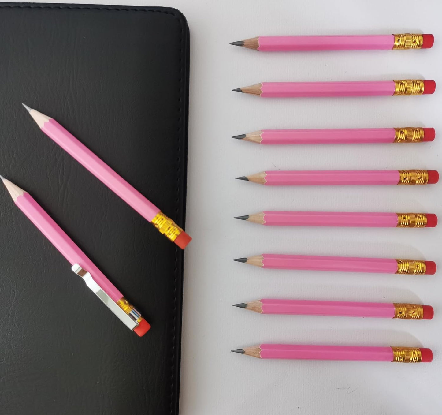 Adhere 25pcs Golf Pencils with eraser Hexagon Wooden Pencils Graphite 2B for Golf Event Scoring,Classroom,Wedding,Company Meetings,Pew, Pocket (z-Pink・Hexagon・50pcs)