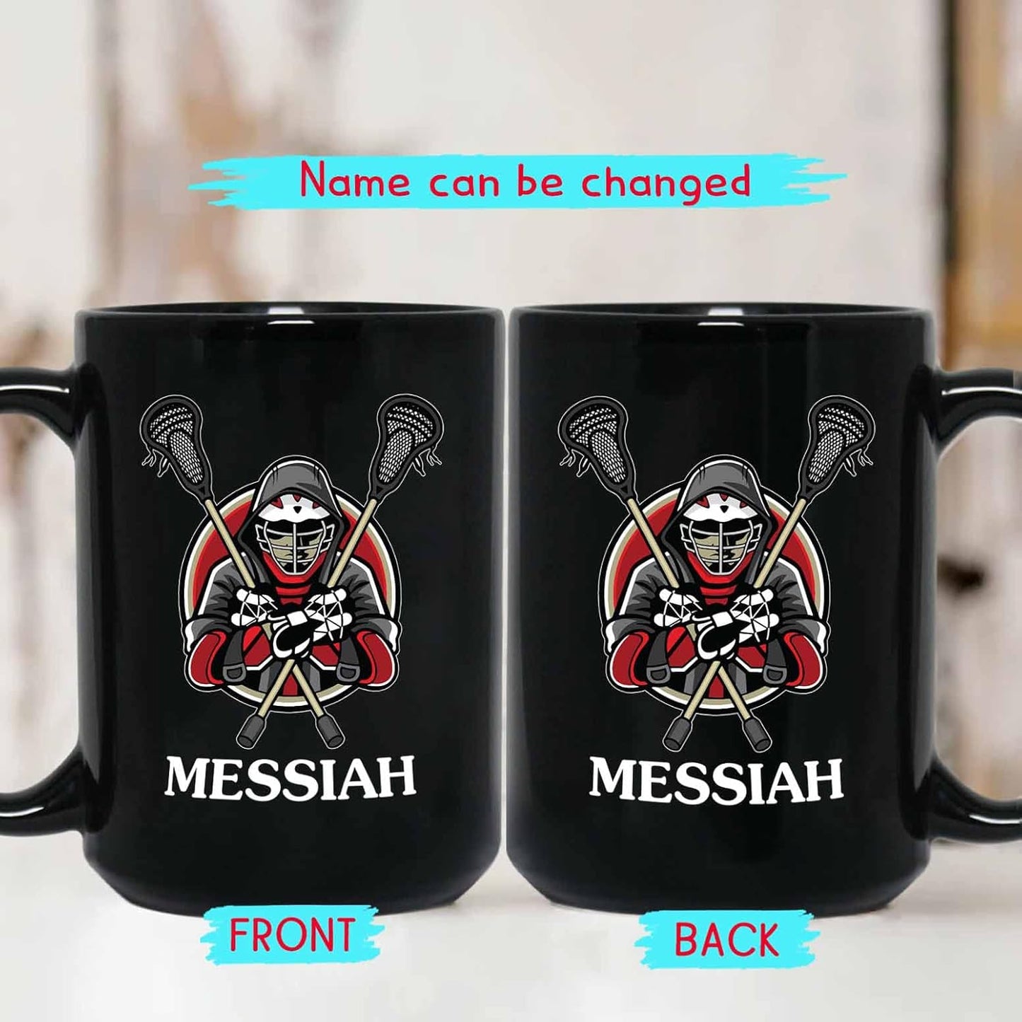 Customized Name Lacrosse Black Coffee Mugs Cups 11 Oz 15 Oz, Personalized Lacrosse Coffee Cup Gifts For Men Women Team Lacrosse Sport Players, Lacrosse Player Travel Mug, Novelty Lacrosse Cup Gift