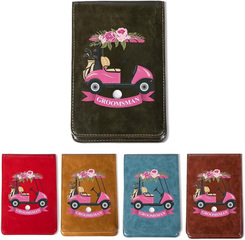 Personalized Leather Golf Scorecard Holder Customize Name Golf Yardage Book Cover Accessories Father Day Christmas Birthday Gifts for Men Women