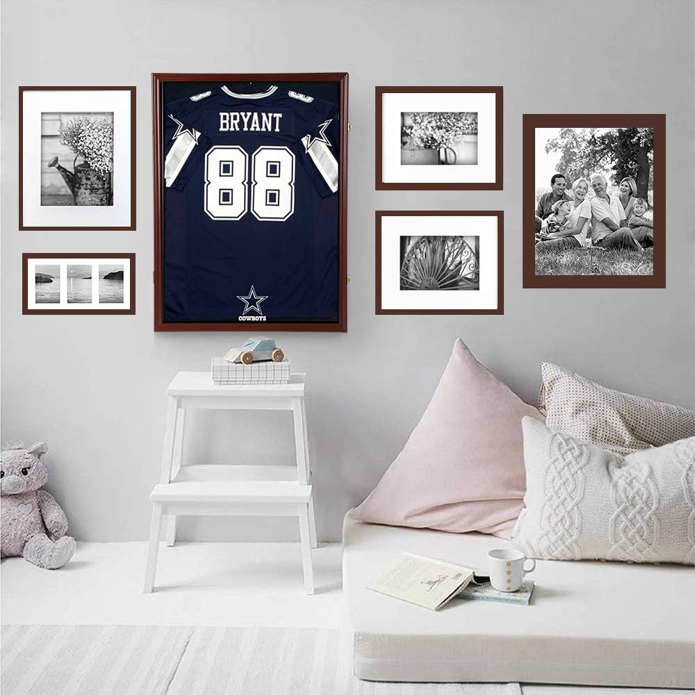 Jersey Display Frame Case Large Frames Shadow Box Lockable with UV Protection Acrylic Hanger and Wall Mount Option for Baseball Basketball Football Soccer Hockey Sport Shirt