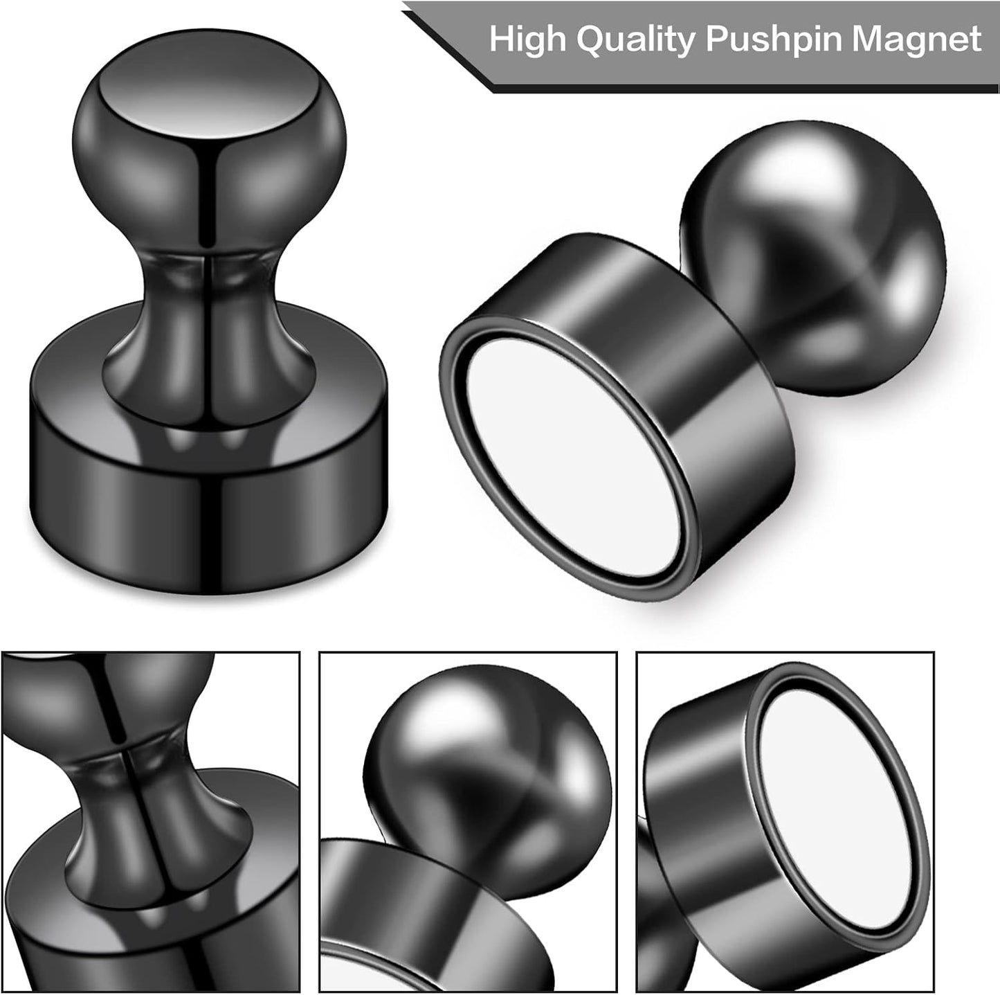 LOVIMAG Fridge Magnets 20Pcs Refrigerator Whiteboard Small Strong Magnet Classroom Kitchen Accessories Decorative Locker Set Decor Must Haves Office Calendar Refrigerador Magnetic Cute Crafts Black