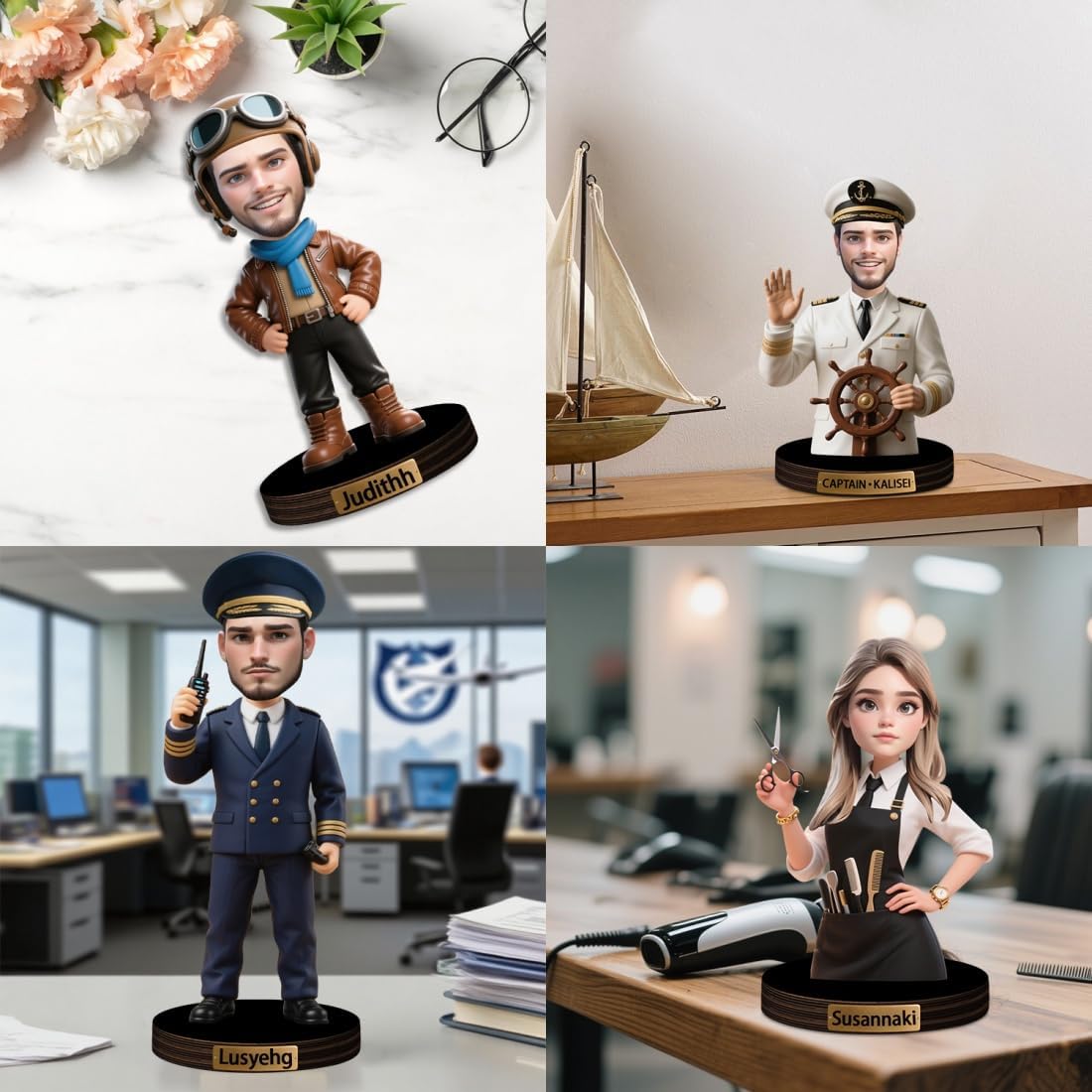 Personalized Businessman Boss Cartoon Sculpture Ornament Sign Custom Funny Photo Figurine Desk Sign Decor for Men Face Plaque Photo Keepsake Gifts for Christmas Birthday Fathers Day