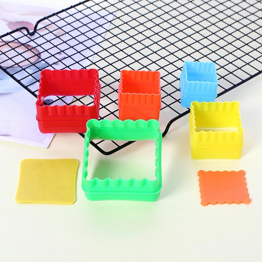 Cookie Cutter Set for Baking, 5PCS Sandwich Fondant Cake Fruit Vegetable Shapes Cutter Set (Square)