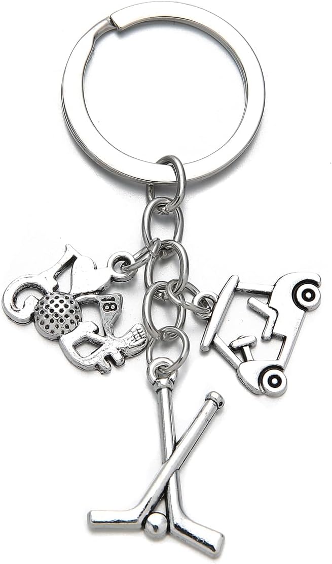 PHAETON 20PCS Golf Keychain Golf Club Keychains Ring Sports Keyring for Player Fans Coach Golf Team Gifts Golf Cart Charm Keychain Golf Player Gifts for Golf Lover Golf Club Golf Coach Gift