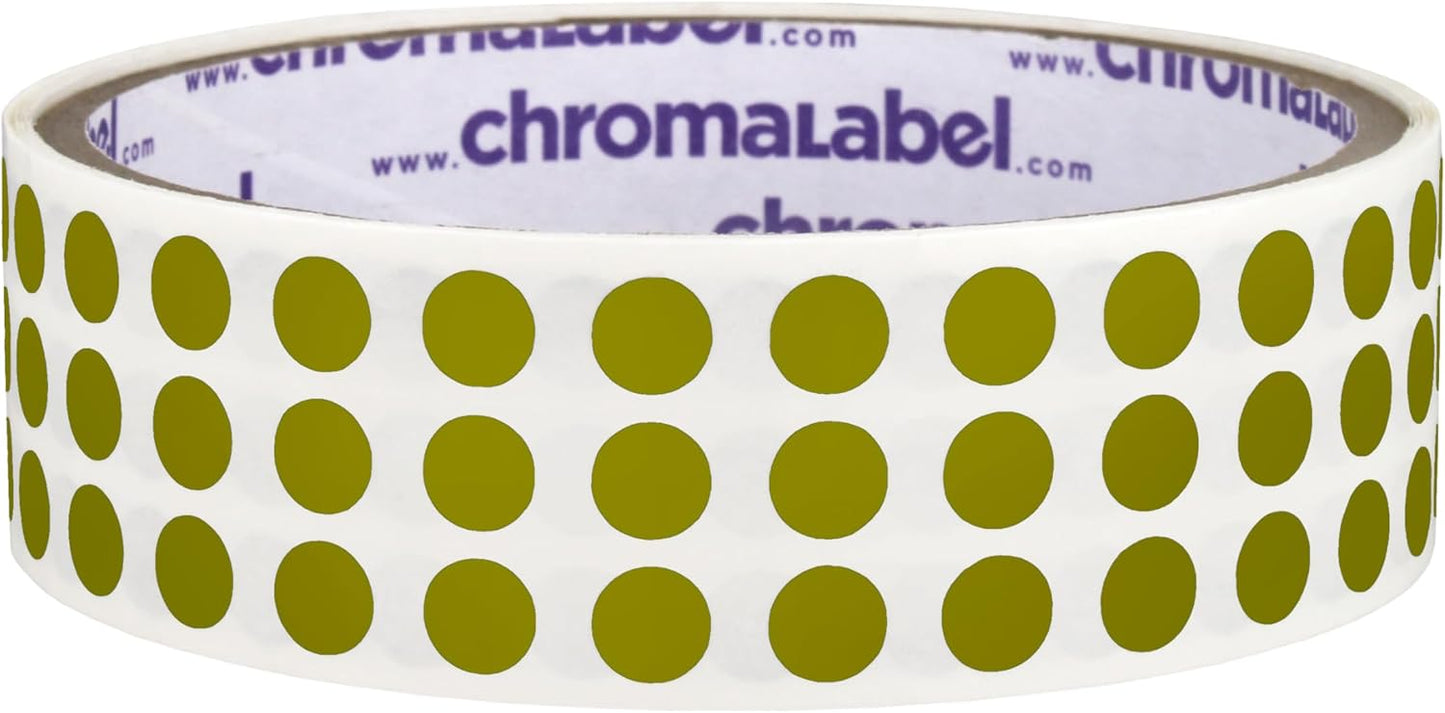 ChromaLabel 1/4 Inch Round Permanent Color-Code Dot Stickers, 1000 per Roll, Olive