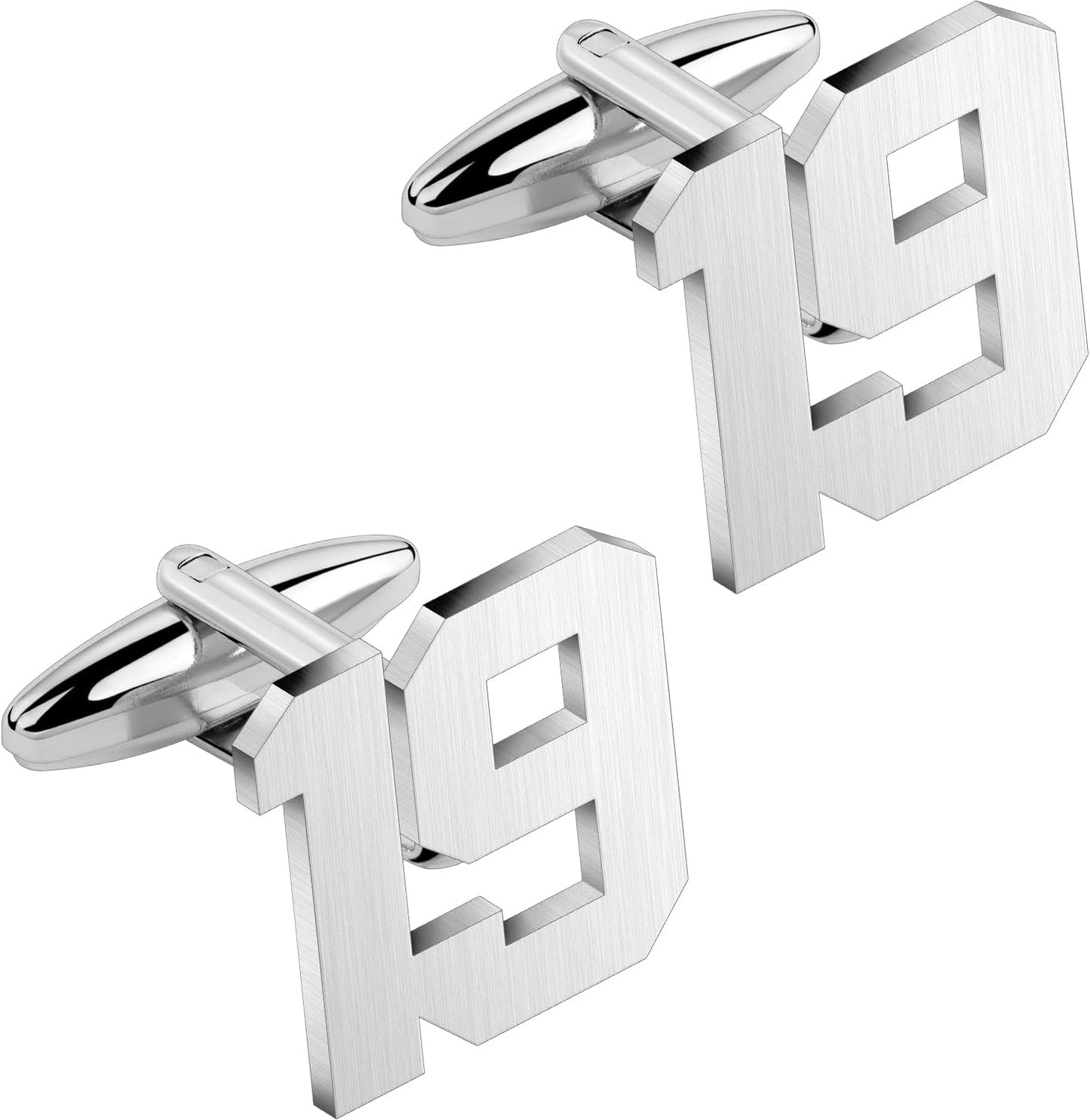 AMITER Mens Cufflinks with Number, Classic Silver Personalized Cuff Links for Men, Sport’s Day Casual or Formal Shirts