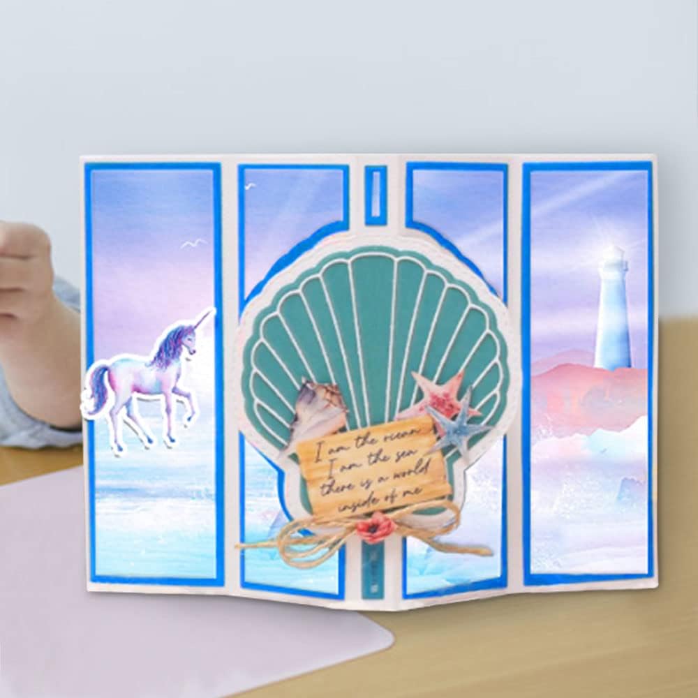 3D Card Shape Die Cuts for Card Making, Rectangular Shaped Gift Card Cutting Dies Sets Shell Banner Dies Stencils Embossing Template for Scrapbooking DIY Cards Album Crafts Supplies