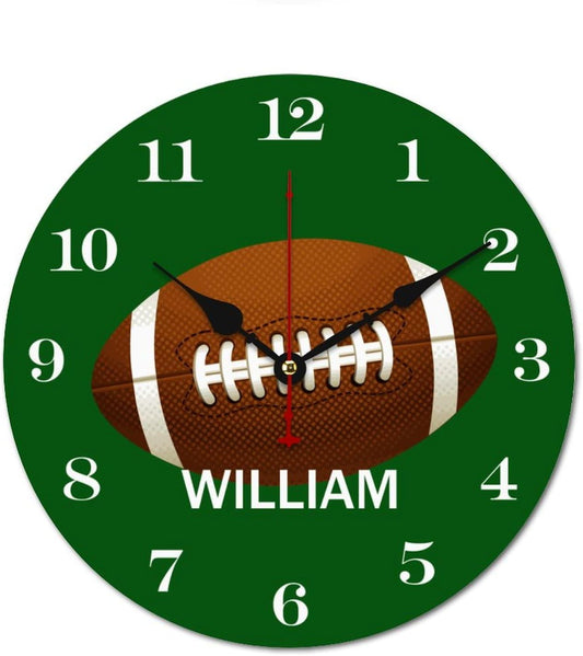 Personalized Name Football Wall Clocks Battery Operated 12 inch Rugby Clocks Decorative Silent Kids Wall Clock with Name Custom Kids Birthday Gifts Children Room Decor, Style-5, 280ol7mcge2u