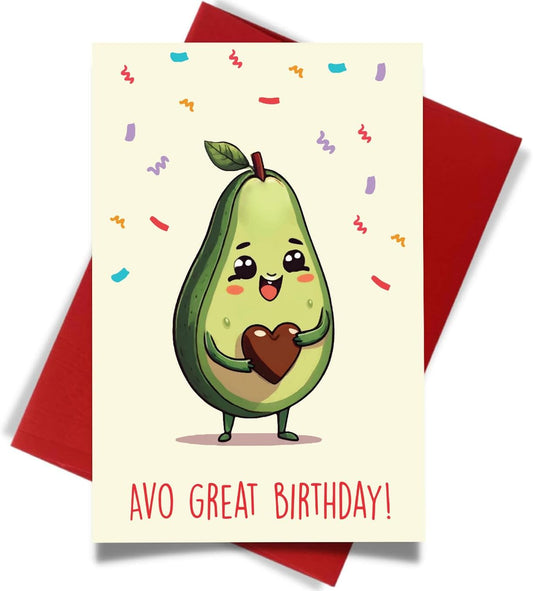 Cheerin Happy Birthday Card for Him or Her - Funny Avocado Birthday Card - Hilarious Gag Gift for Men Women Girlfriend Boyfriend Husband Wife