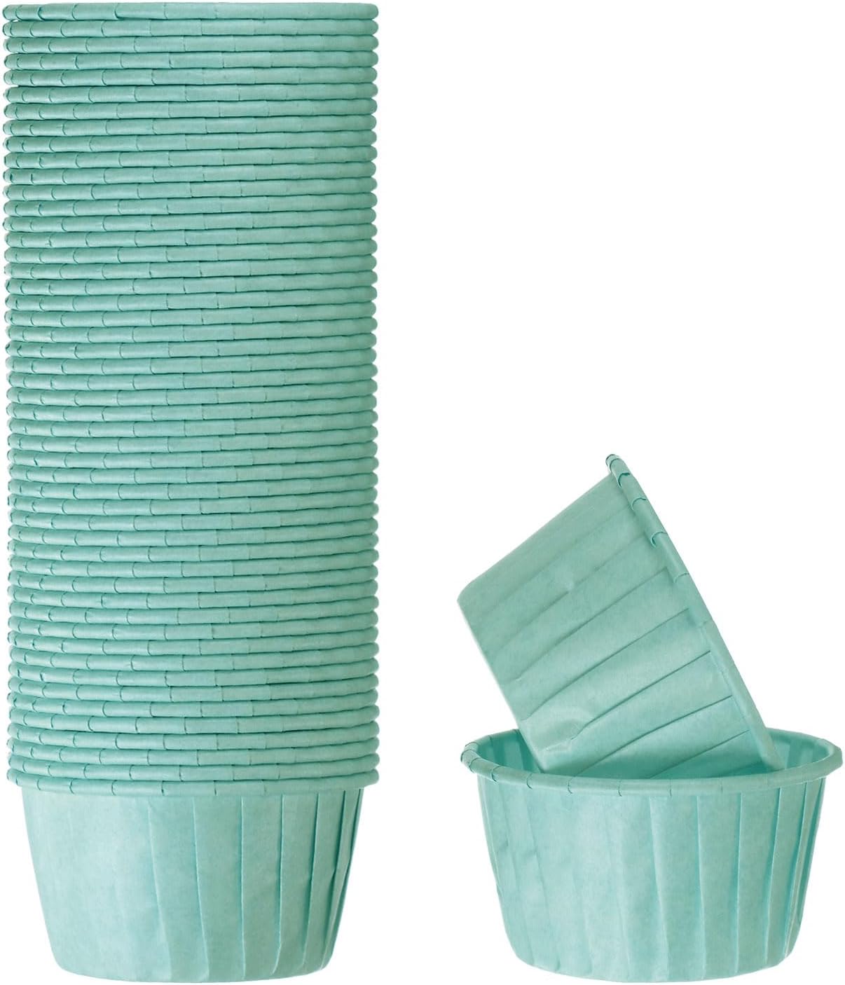 HARFINGTON 50Pcs Cupcake Baking Cups 3.5oz Standard Size Paper Cupcake Liners Greaseproof Wrappers Disposable for Wedding Birthdays Christmas Dessert, Blue Green
