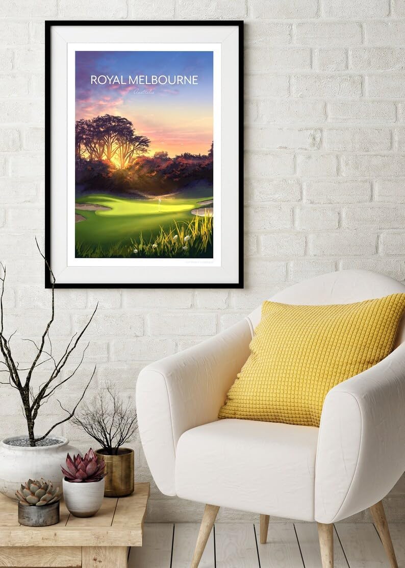 Nationcog Royal Melbourne Golf Poster, Australia- The West Course 5th Hole, Royal Melbourne Golf Course Poster, Australia Golf Art, Vintage Golf Print (Unframed) (27x40)