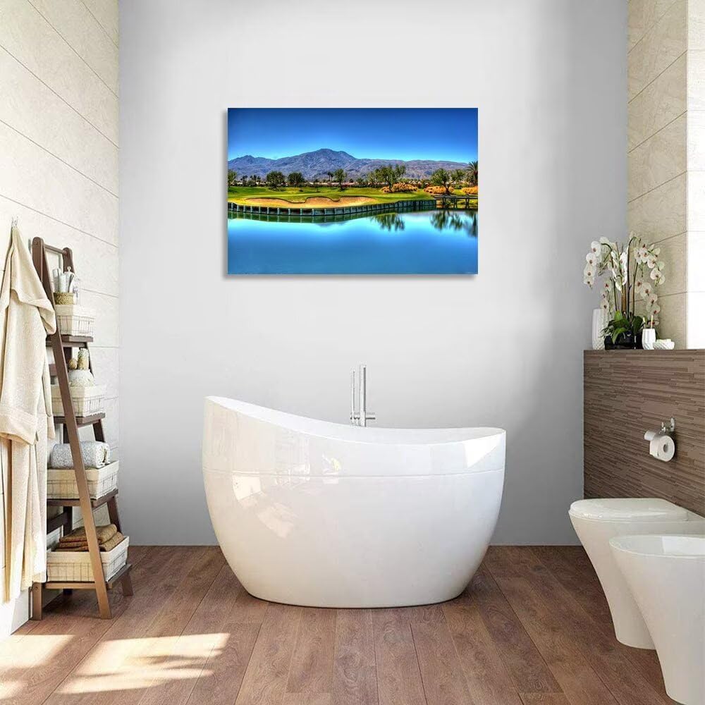 Augusta National Golf Course Wall Art for Living Room Bedroom Bathroom Home Decorations USA Georgia Golf Course Picture Poster Framed Artwork Canvas Prints Ready to Hang(12''H x 16''W)